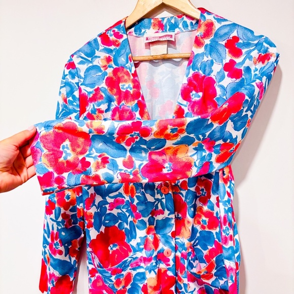 FUNCTIONAL COLLECTION Vintage blue pink floral cardigan | Retro print | Large* - Picture 7 of 7